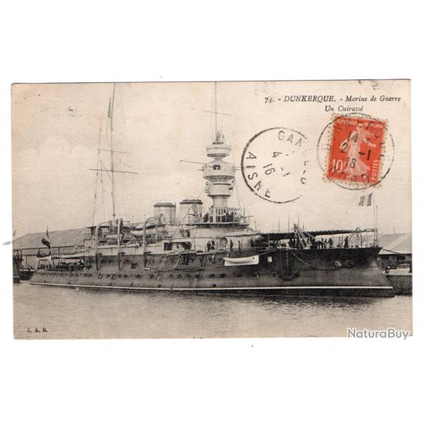 CPA- MARINE DE GUERRE - DUNKERQUE UN CUIRASSE  N1087