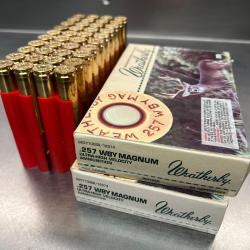40 cartouches 257 weatherby magnum wby modèle spitzer 100 grains neuves