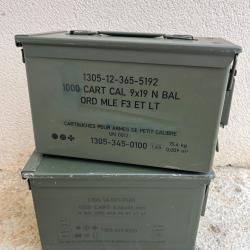 Lot de 2 caisses à munitions vides kaki