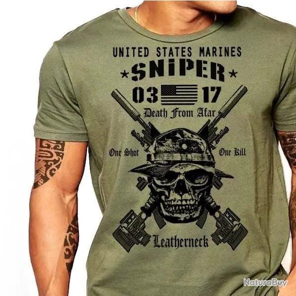 T-shirt militaire USMC Scout Sniper US Marines - Vert arme / XXL