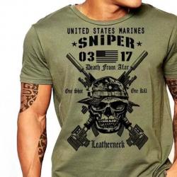 T-shirt militaire USMC Scout Sniper US Marines - Vert armée / M