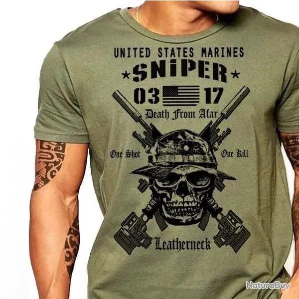 T-shirt militaire USMC Scout Sniper US Marines - Vert arme / M