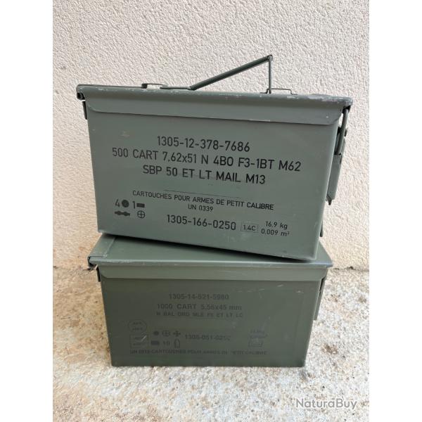Lot de 2 caisses  munitions vides mili