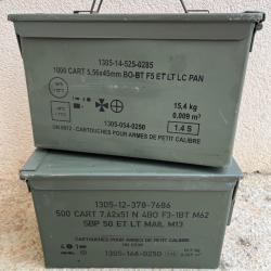 Lot de 2 caisses à munitions vides vertes