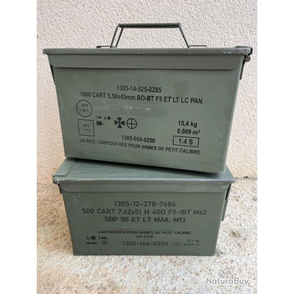 Lot de 2 caisses  munitions vides vertes