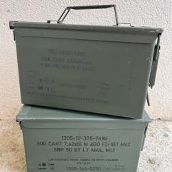 Lot de 2 caisses à munitions vides en métal