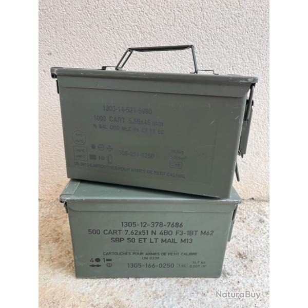 Lot de 2 caisses  munitions vides en mtal