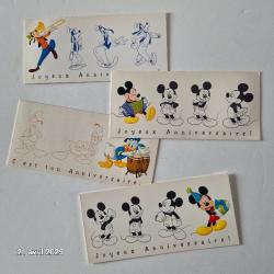 Lot de 4 cartes postales joyeux anniversaire, Donald, Mickey,  Disney