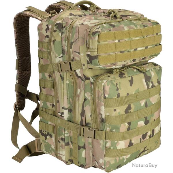 Sac a Dos Tactique Militaire 45L tanche Camping Pche Chasse Trekking Escalade Randonne