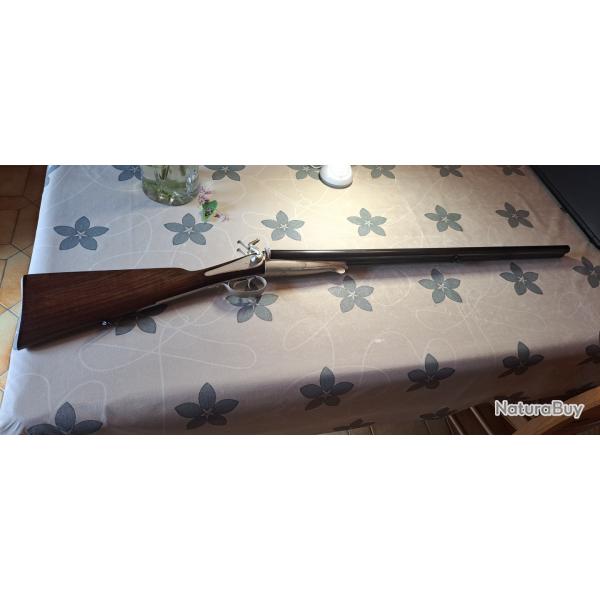 Ancien fusil a broches de collection Verney carron st etienne calibre 16 avec une boite de cartouche