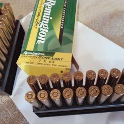 Cartouches Remington calibre 7x64 catégorie C8 en boîte de 20, neuves.