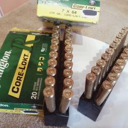 Cartouches Remington calibre 7x64 catégorie C8 en boîte de 20, neuves ogives 175 grains core lokt