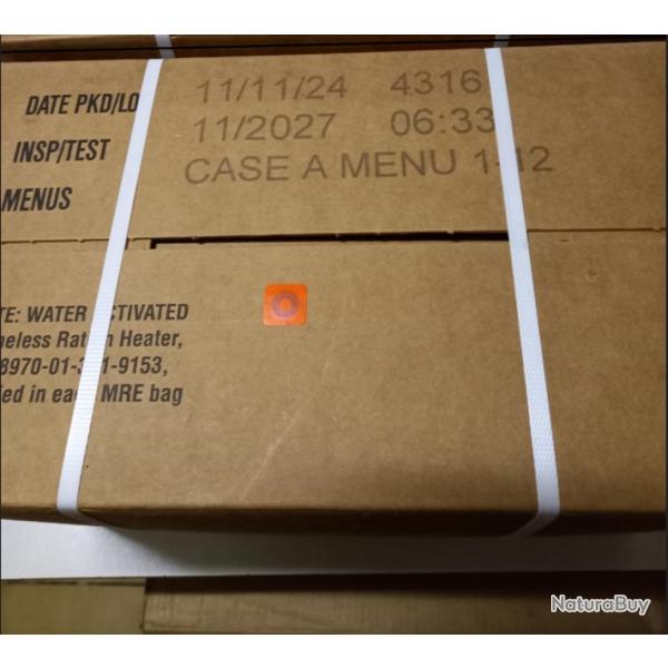 (Carton Complet) 12 Ration de Combat USA MRE Type A