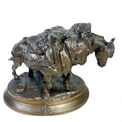 Emmanuel fremiet chevaux de halage sculpture en bronze
