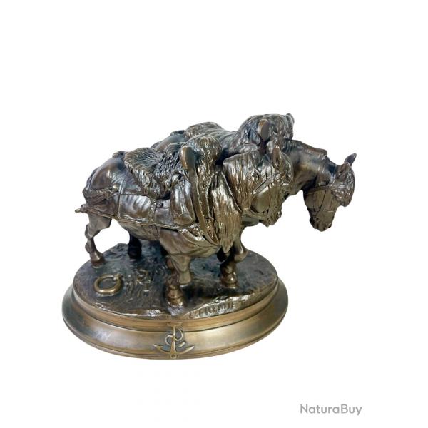 Emmanuel fremiet chevaux de halage sculpture en bronze