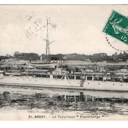 CPA- Marine Militaire FRANÇAISE - Brest - Le Torpilleur "Flanmberge"N°1075