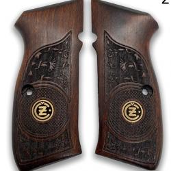 PAIR DE PLAQUETTE POIGNEE EN BOIS DE NOYER POUR CZ 75 gravé au laser