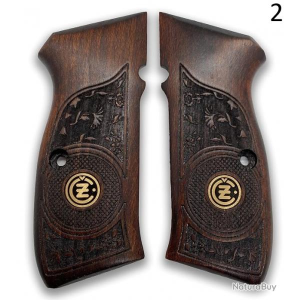 PAIR DE PLAQUETTE POIGNEE EN BOIS DE NOYER POUR CZ 75 grav au laser