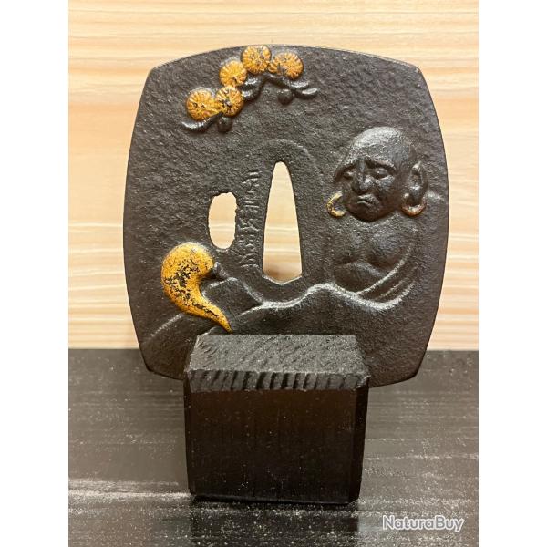 Trs rare Tsuba au bouddha sign