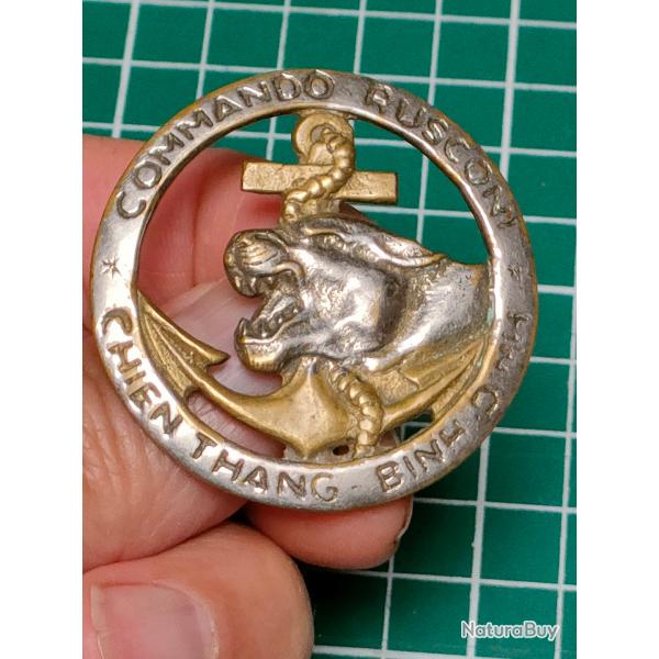 INSIGNE COMMANDO NORD VIETNAM 23 RUSCONI, FABRICATION LOCALE GUERRE D'INDOCHINE