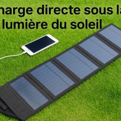 Panneaux Solaire Pliable Portable 20W USB Charge Rapide Téléphone Batterie Externe Camping Randonnée