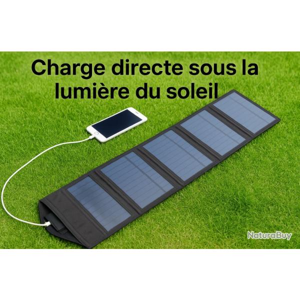 Panneaux Solaire Pliable Portable 20W USB Charge Rapide Tlphone Batterie Externe Camping Randonne