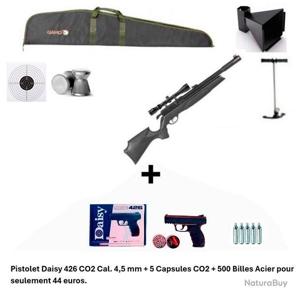 PACK COMBIN ! PACK15 Carabine Arrow Gamo 4,5 mm + Pistolet Daisy 426 + 500 billes en acier + 5 CO2