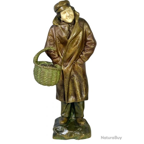 Secarel chryslphantine le porteur de pommes bronze et ivoire sculpture