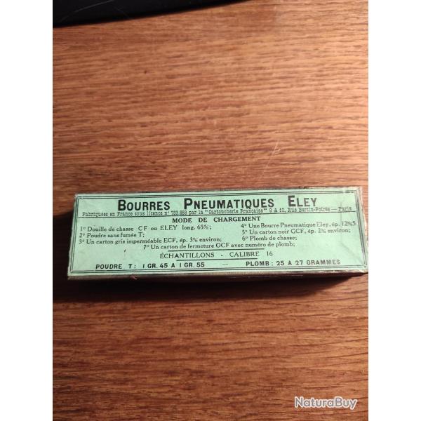 Ancienne boite bourres pneumatique Eley calibre 16