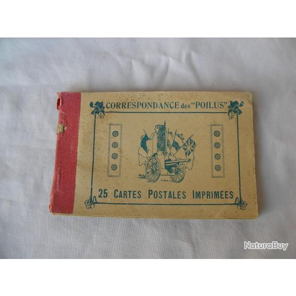 WW1 FRANCE CARNET NEUF MILITAIRE FRANCAIS " CORRESPONDANCE DES POILUS 25 CARTES POSTALES IMPRIMES "