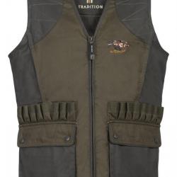 Gilet chasse tradition brode 4XL KAKI-SANGLIER