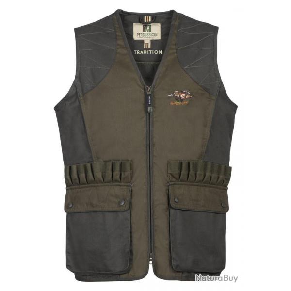 Gilet chasse tradition brode 4XL KAKI-SANGLIER