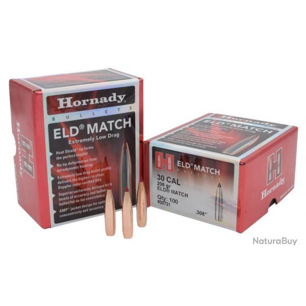 Ogives HORNADY 30 .308 208 gr ELD MATCH 30731 - Boite de 100 units