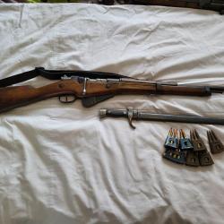 Mousqueton Berthier M16 8mmLebel +baïonnette+ 7clips+ sangle TBE