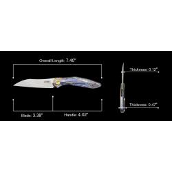 Couteau Kubey Barracuda Flamme Lame Acier M390 Manche Titane Linerlock KIVT Clip KUB299E