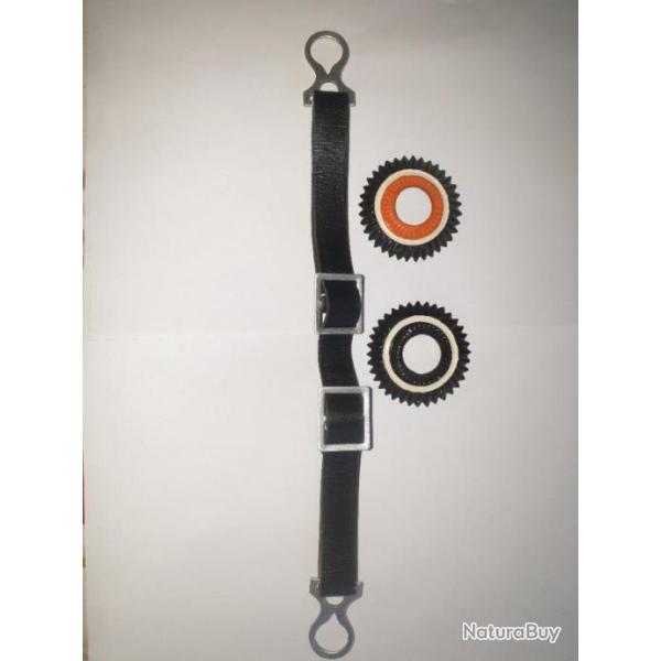 Jugulaire de casque  pointe en fer  + 1 paire de cocardes Prusse   A11