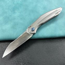 Couteau Kubey Barracuda Satin Lame Acier M390 Manche Titane Linerlock KIVT Clip KUB299C