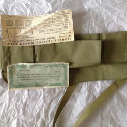 Ceinture a poche pour dissimuler les billets de banque US WW2 originale   A121