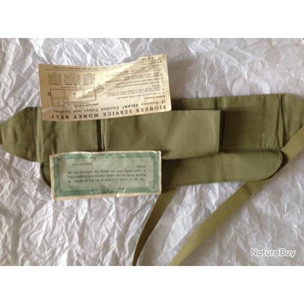 Ceinture a poche pour dissimuler les billets de banque US WW2 originale   A121