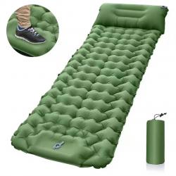 Matelas de Couchage Gonflable Trekking - Pompe Intégrée - Ultra-Léger & Imperméable Vert