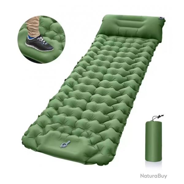 Matelas de Couchage Gonflable Trekking - Pompe Intgre - Ultra-Lger & Impermable Vert