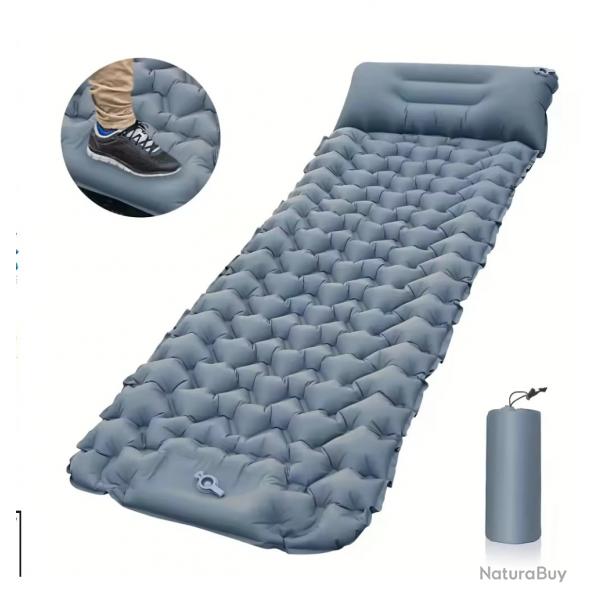 Matelas de Couchage Gonflable Trekking - Pompe Intgre - Ultra-Lger & Impermable Gris