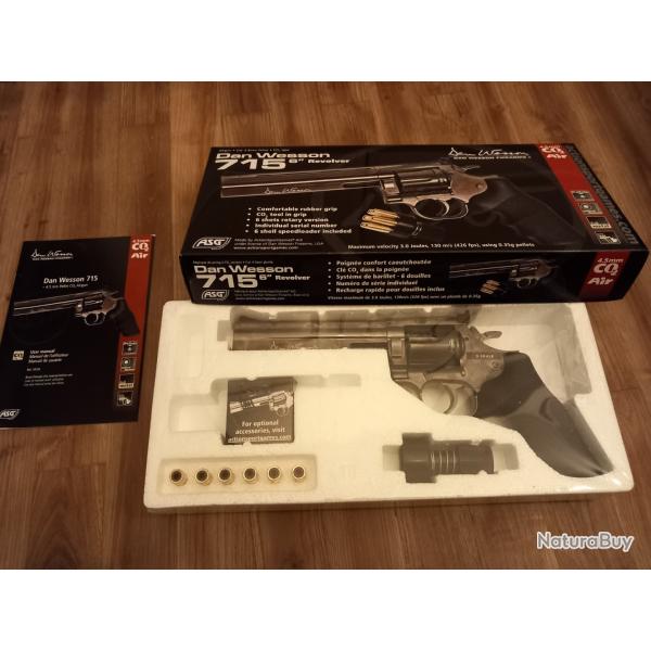 rplique 357 MAGNUM Revolver plombs Dan Wesson 715 6" gris, calibre 4.5 mm NEUF sous blister
