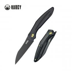 Couteau Kubey Barracuda Black Lame Acier M390 Manche Titane Linerlock KIVT Clip KUB299B
