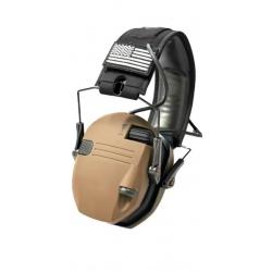 Casque électronique de protection auditive + housse de rangement " 1  sans réserve " Couleur désert