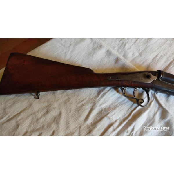 Superbe fusil  broche type Lefaucheux  Saint Etienne prpar COACH GUN en calibre 16/65