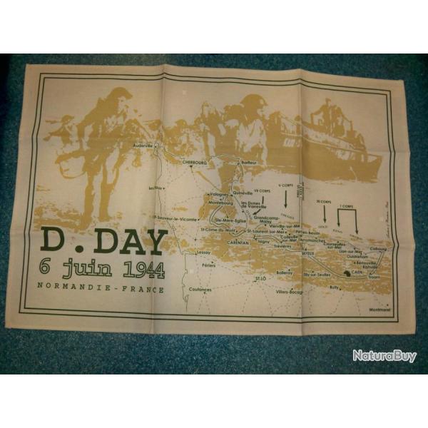 Beau Torchon dcoratif et commmoratif D.DAY 1944 plages dbarquement  NEUF  x312