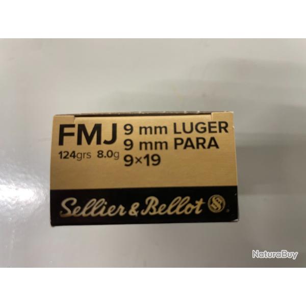 SELLIER BELLOT 9X9 8G/124GR BOITE DE 50 BALLES  FRAIS DE PORT OFFERT