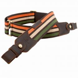 Bretelle de transport sangle fusil tricolore - Tissu et cuir