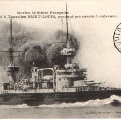 CPA-Marine Militaire Francise-Cuirassé à Tourelles Saint-Louis, pendant ses essais à outrance N°1148